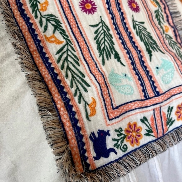 Zara Small Trafaluc Collection Babydoll Shirt Embroidered Fringe Cropped Boho - Picture 2 of 5